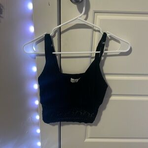 Black knitted crop top